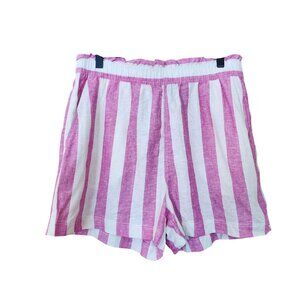 H & M Linen Pink Striped Shorts  Womens size M NEW
